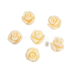 Synthetic Coral Carved Beads, Dyed, Flower, Half Drilled, Lemon Chiffon, 8x8mm, Hole: 1.4mm(CORA-C003-18G)