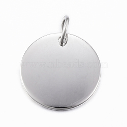 Smooth Surface 304 Stainless Steel Pendants, Flat Round, Stamping Blank Tags, Stainless Steel Color, 20x1.5mm, Hole: 4mm(STAS-H424-26P)