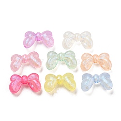 Transparent Luminous Acrylic Beads, Glitter Beads, Glow in the Dark, Bowknot, Mixed Color, 16.5x27x7.5mm, Hole: 2.3mm, about 211pcs/500g(MACR-D024-36)