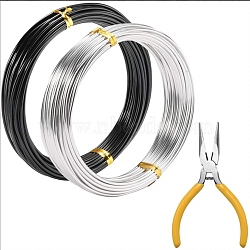 DIY Wire Wrapped Jewelry Kits, with Aluminum Wire and Iron Side-Cutting Pliers, Sandy Brown, 15 Gauge, 1.5mm, 10m/roll, 2rolls/set(DIY-BC0011-81C-03)