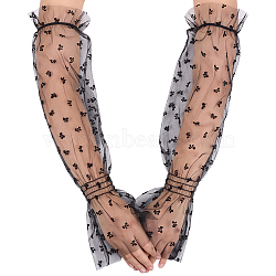 Outdoor Cycling Polyester Lace Sleeves, Sun Protection Sleeves, Butterfly Pattern, Black, 521x140x2mm(AJEW-WH20067-033B)
