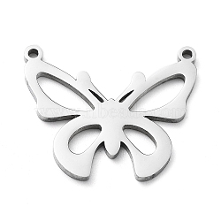 Non-Tarnish 304 Stainless Steel Pendants, Laser Cut, Butterfly Charm, Stainless Steel Color, 18x21x1mm, Hole: 1.2mm(STAS-D036-03A-P)