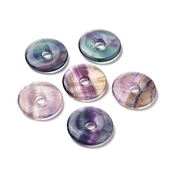 Natural Fluorite Pendants, Donut/Pi Disc, 30x5.5mm, Hole: 6.5mm(G-F508-05A)
