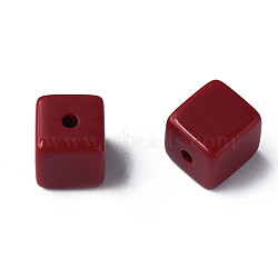 Opaque Acrylic Beads, Cube, Dark Red, 10.5x9.5x9.5mm, Hole: 2mm, about 490pcs/500g(MACR-S373-148-A01)