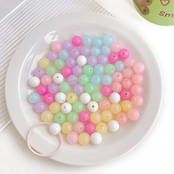 Opaque Acrylic Beads, Round, Mixed Color, 11.4~11.6x11.5mm, Hole: 2.7mm(X-OACR-H038-13)