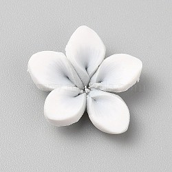 Handmade Polymer Clay Beads, Flower, White, 5~6x17.5~18x17.5~18mm, Hole: 1mm(CLAY-WH20006-01B-02)