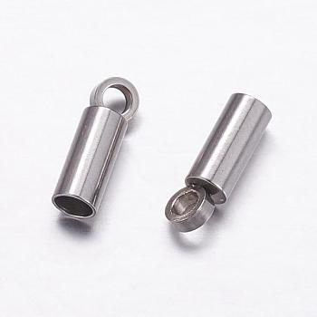 304 Stainless Steel Cord Ends, End Caps, Stainless Steel Color, 8x2.5mm, Hole: 1.5mm, Inner Diameter: 2mm