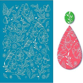 Silk Screen Printing Stencil, for Painting on Wood, DIY Decoration T-Shirt Fabric, Flower Pattern, 100x127mm