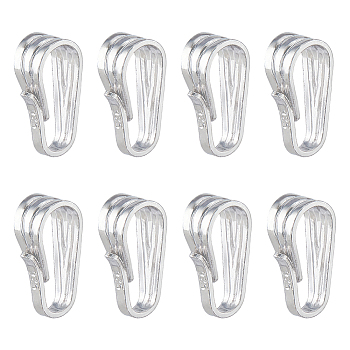 8Pcs Rhodium Plated 925 Sterling Silver Snap on Pendant Bails, with 925 Stamp, Platinum, 7x2.5x3.5mm, Hole: 6.5x2.5mm