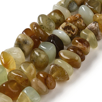 Natural Xiuyan Jade Beads Strands, Nuggets, Tumbled Stone, 6.5~12.5x3~8.5x6~12mm, Hole: 0.8mm, about 75~78pcs/strand, 15.63'~16.06''(39.7~40.8cm)