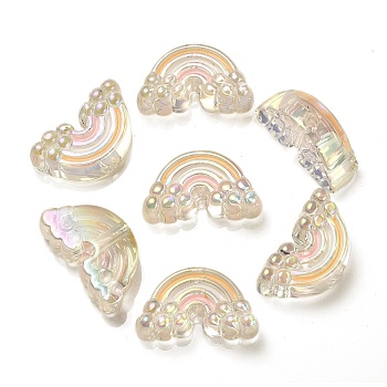 UV Plating Rainbow Iridescent Acrylic Enamel Beads, Rainbow, PeachPuff, 17x29x11mm, Hole: 3.5mm