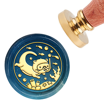 Brass Wax Seal Stamp with Handle, for DIY Scrapbooking, Animal Pattern, 3.5x1.18 inch(8.9x3cm)