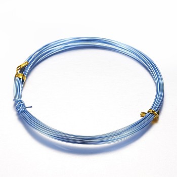 Round Aluminum Craft Wire, for Beading Jewelry Craft Making, Sky Blue, 15 Gauge, 1.5mm, 10m/roll(32.8 Feet/roll)