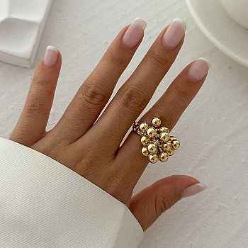 Alloy Cuff Rings for Women, Light Gold, Round, Round: 6mm, Adjustable