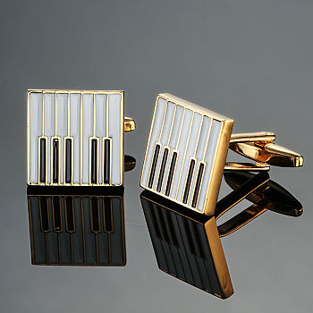 Brass Musical Instruments Cufflinks, for Apparel Accessories, Golden, 10mm