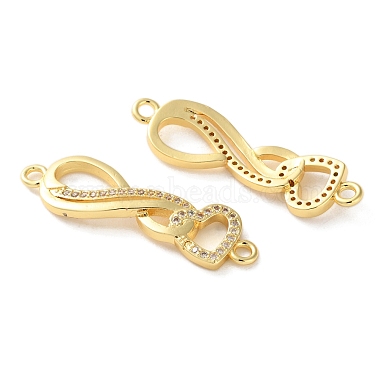 Rack Plating Brass Clear Cubic Zirconia Infinity Heart Connector Charms(KK-C084-13A-G)-2