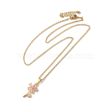 Cubic Zirconia Flower of Life Pendant Necklace & Diamond Stud Earrings(SJEW-M099-01G)-3