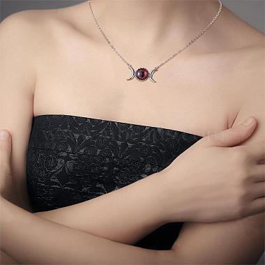 Triple Moon Goddess Cubic Zirconia Pendant Necklace(JN1091A)-7