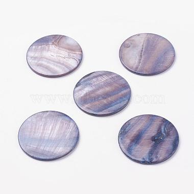 40mm Black Flat Round Shell Cabochons