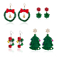 Anattasoul 4 paires 4 style thème de Noël cloche et nœud papillon en alliage boucles d'oreilles pendantes(EJEW-AN0001-98)-1