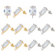 6 Pairs 2 Color Brass Micro Pave Clear Cubic Zirconia Stud Earring Findings(KK-HY0001-76)-1