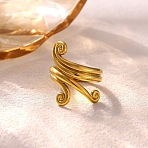 304 Stainless Steel Cuff Open Rings for Women, Real 18K Gold Plated, 26.5mm, US Size 6(16.5mm)(SA-CBA6EDB-09G)