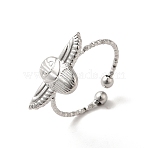 Non-Tarnish 304 Stainless Steel Owl Open Cuff Rings for Women, Stainless Steel Color, US Size 8(18.1mm)(X-RJEW-H136-01P)