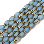 Electroplate Glass Beads Strands, Half Golden Plated, Faceted, Oval, Light Sky Blue, 7x4.5x3.5mm, Hole: 0.8mm, about 48~50pcs/strand, 12.59~13.38 inch(32~34cm)(X-EGLA-P061-02B-02)