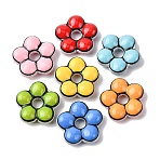 Handmade Glass Enamel Beads, Flower, Dyed & Heated, Mixed Color, 24x24.5x7~8mm, Hole: 5.8mm(GLAA-K070-06)