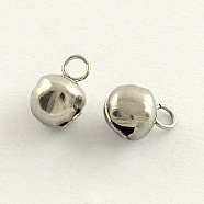 Stainless Steel Bell Pendants, Base Accessories for Necklace, Stainless Steel Color, 8x5x5mm, Hole: 2mm(STAS-R061-02)
