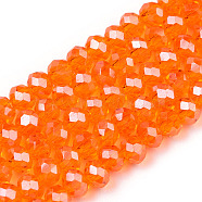 Electroplate Glass Beads Strands, Pearl Luster Plated, Faceted, Rondelle, Dark Orange, 3x2mm, Hole: 0.8mm, about 150~155pcs/strand, 15~16 inch(38~40cm)(EGLA-A034-T2mm-A23)