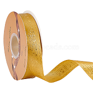 Single Face Hot Stamping Polyester Satin Ribbon, Musical Note Pattern, for Party Decoration, Gold, 1 inch(25mm)(SRIB-WH0001-02C)