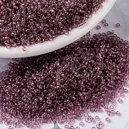 MIYUKI Round Rocailles Beads, Japanese Seed Beads, 15/0, (RR142) Transparent Smoky Amethyst, 15/0, 1.5mm, Hole: 0.7mm, about 250000pcs/pound(SEED-G009-RR0142)