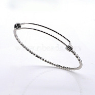 Adjustable 201 Stainless Steel Expandable Bangles, Stainless Steel Color, 2-1/2 inch(6.5cm)(NJEW-S105-PJ215-65)