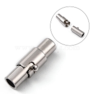 Brass Locking Tube Magnetic Clasps, Column, Platinum, 15x4mm, Hole: 2.8mm(MC079)