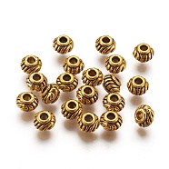 Tibetan Style Spacer Beads, Lead Free and Cadmium Free, Rondelle, Antique Golden, Size: about 6mm in diameter, 4.5mm thick, hole: 3mm(GLF0918Y)