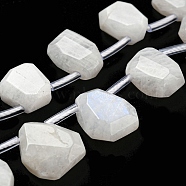 Natural Rainbow Moonstone Beads Strands, Faceted, Teardrop, Top Drilled, 10~18x8~13x3~7mm, Hole: 1mm, about 27pcs/strand, 15.79''~15.98''(40.1~40.6cm)(G-Z040-A06-01)