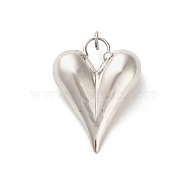 Rack Plating Brass Pendants, Cadmium Free & Lead Free, Long-Lasting Plated, Hollow Heart, Platinum, 38x28x10mm, Hole: 4mm(KK-M276-06P)