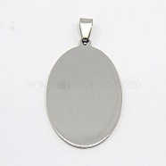 DIY Materials 201 Stainless Steel Flat Oval Hand Stamping Blank Tag Pendants, Stainless Steel Color, 53x30x1mm, Hole: 8x4mm(STAS-O044-124)
