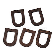 Natural Wenge Wood Pendants, Undyed, Hollow Arch Charms, Coconut Brown, 48x35x3.5mm, Hole: 2mm(WOOD-T023-63)