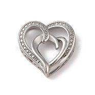 Vacuum Plating 304 Stainless Steel Pendants, Heart Charm, Stainless Steel Color, 21.5x21.5x5.5mm, Hole: 4.5x2.5mm(STAS-R232-06P)