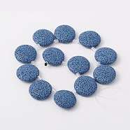 Dyed Lentil Synthetic Lava Rock Pendants Beads Strands, Blue, 31x10mm, Hole: 1mm, about 12pcs/strand, 14 inch(G-N0102-21)