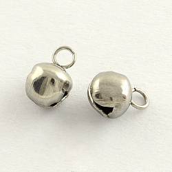 Stainless Steel Bell Pendants, Base Accessories for Necklace, Stainless Steel Color, 8x5x5mm, Hole: 2mm(STAS-R061-02)