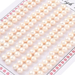 Grade 6A Natural Cultured Freshwater Pearl Beads, Half Drilled, Half Round Beads, White, 5~5.5x4mm, Hole: 1mm(PEAR-N018-6A-5055A)