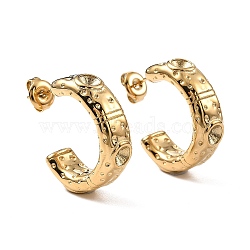 Ion Plating(IP) 304 Stainless Steel Stud Earrings Findings, Half Hoop Earring, C-Shaped, Real 14K Gold Plated, 24x7mm, Pin: 0.7mm, Fit: 3.5mm rhinestone(EJEW-G346-02G)