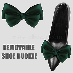 Detachable Ribbon Satin Bowknot Shoe Decoration, with Iron Buckle Clip, Dark Slate Gray, 90~95x125~130x19.5mm(AJEW-WH0502-33J)