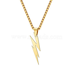 Titanium Steel Box Chain Necklaces, Lightning Pendant Necklaces(PT6061-1)