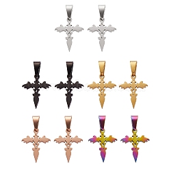 10Pcs 5 Colors 304 Stainless Steel Pendants, Cross, Mixed Color, 19.5x15.5x1.2mm, Hole: 3.5x7mm, 2pcs/color(STAS-SZ0001-45)