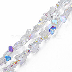 Electroplate Transparent Glass Beads Strands, AB Color Plated, Half Plated, Faceted, Butterfly, Clear AB, 8x10x6mm, Hole: 1mm, about 100pcs/strand, 28.74 inch(73cm)(EGLA-N002-20A-D01)