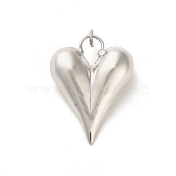 Rack Plating Brass Pendants, Cadmium Free & Lead Free, Long-Lasting Plated, Hollow Heart, Platinum, 38x28x10mm, Hole: 4mm(KK-M276-06P)